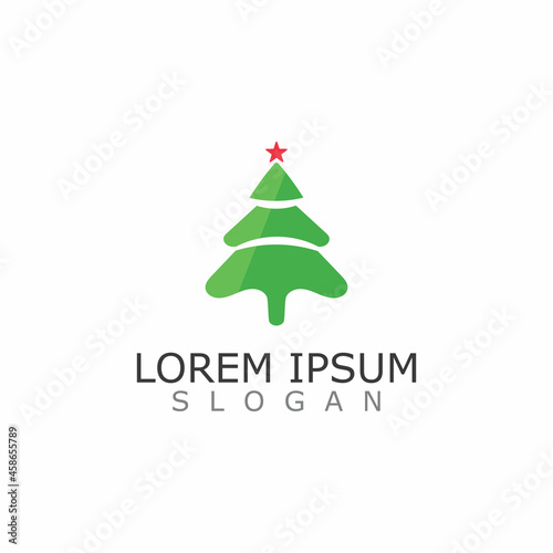 Christmas Tree Flat Icon forest or park simple vector nature image