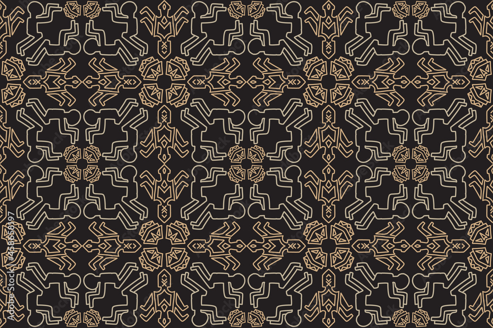 Hand drawn ethnic seamless pattern ancient style background