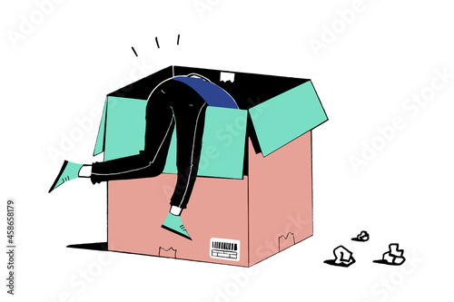 Boy searching in empty box