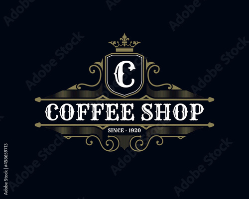 Vintage ornamental vector with floral ornament Suitable for whiskey, liquor, beer, brewery, wine, barber shop, coffee shop, tattoo studio, salon, boutique, hotel, shop signage engraving illustration