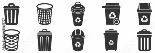 trash can icon set, trash can vector set 