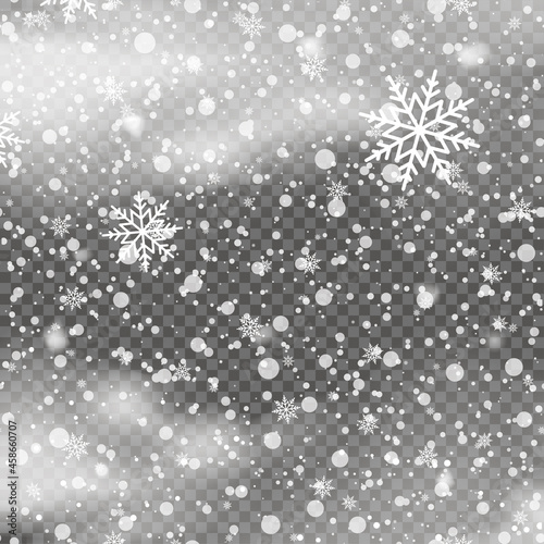 Wallpaper Mural Xmas background with falling snowflakes on transparent background. Vector Torontodigital.ca