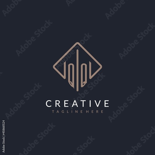 QQ initial logo with curved rectangle style design
