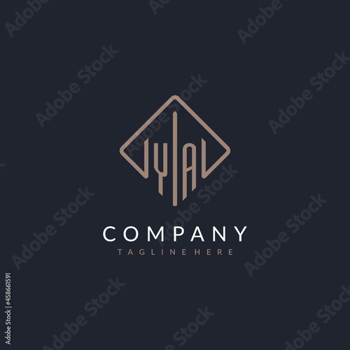 YA initial logo with curved rectangle style design
