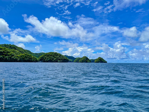 Blue Sky Ocean with Island