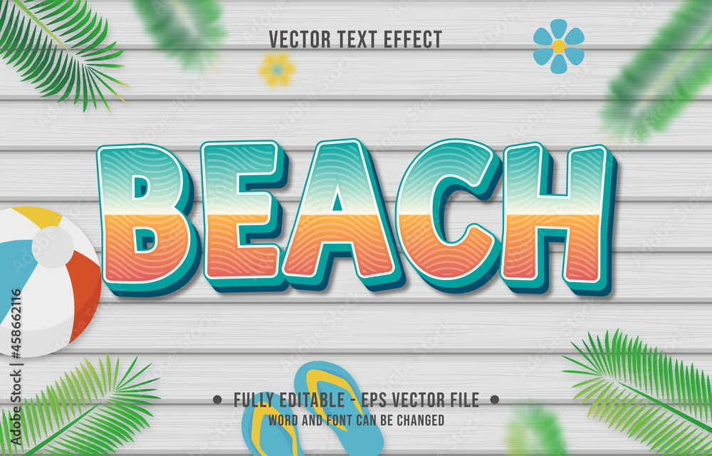 Text effect beach gradient style with summer season theme background ...