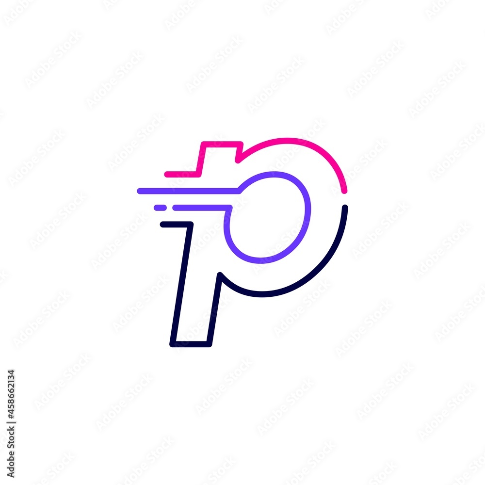 p letter dash lowercase tech digital fast quick delivery movement line outline monoline blue logo vector icon illustration p letter dash lowercase tech digital fast quick delivery movement line outline monoline blue logo vector icon illustration