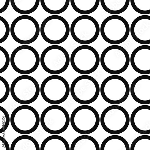 Rings, round shapes made of lines. Seamless minimalistic pattern of linear circles and rings. Vector