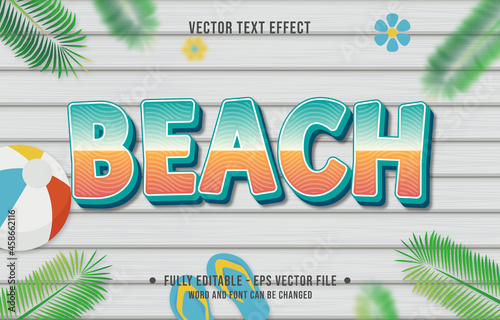 Text effect beach gradient style with summer season theme background