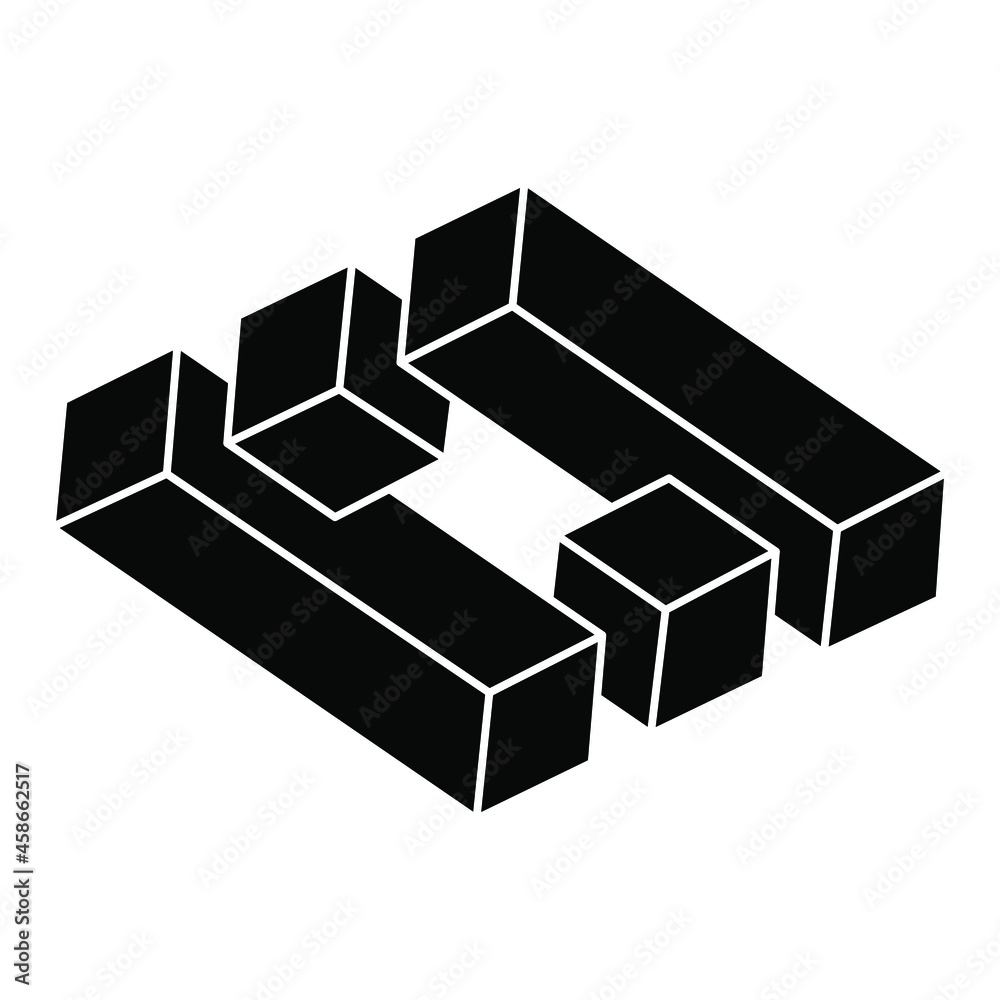 Unreal geometric figure. Impossible shape. Optical illusion object. Optical art. Unreal geometric figure. Impossible shape. Optical illusion object. Optical art.