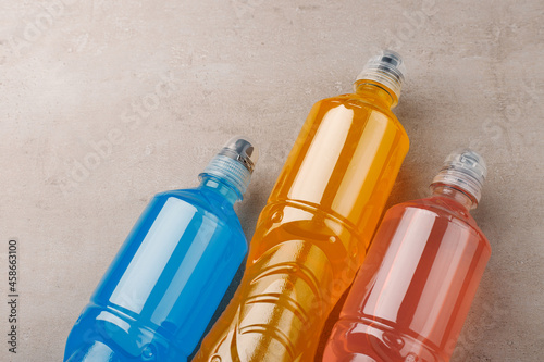 Isotonic sports drink in bottle, energy beverage