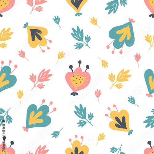 Colorful ditsy floral seamless pattern