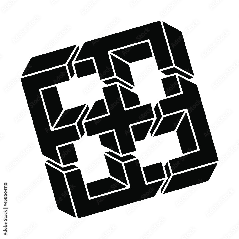 Impossible shape. Web design element. Optical illusion object. Line design. Optical art. Sacred geometry figure. Impossible shape. Web design element. Optical illusion object. Line design. Optical art. Sacred geometry figure.