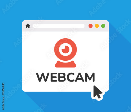 Webcam on browser icon vector illustration.