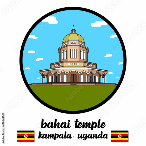 Circle Icon Bahai Temple. Vector Illustration