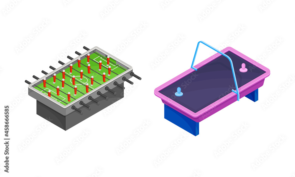 Board games set. Football and air hockey tables vector illustration Board games set. Football and air hockey tables vector illustration