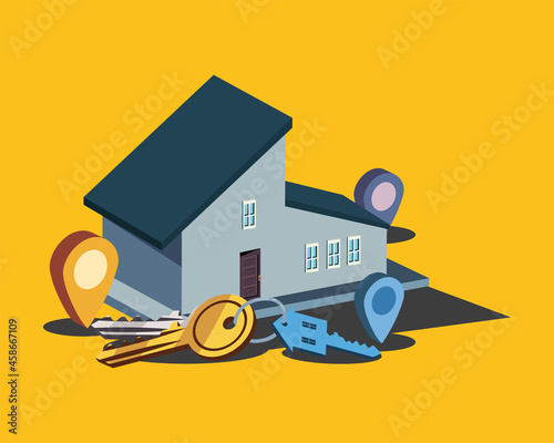 house with keys and gps