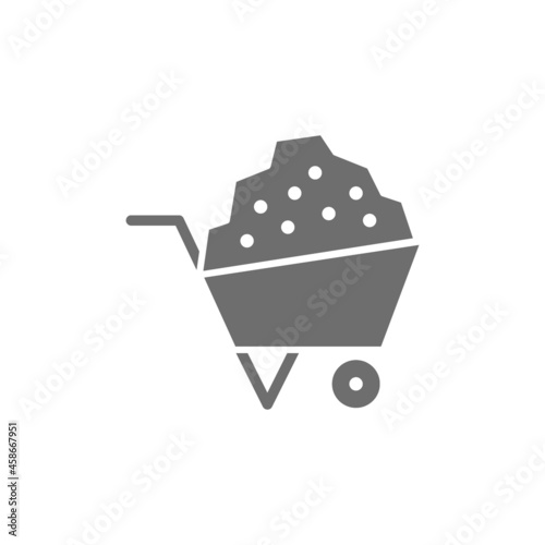 Wheelbarrow cart grey icon. Isolated on white background