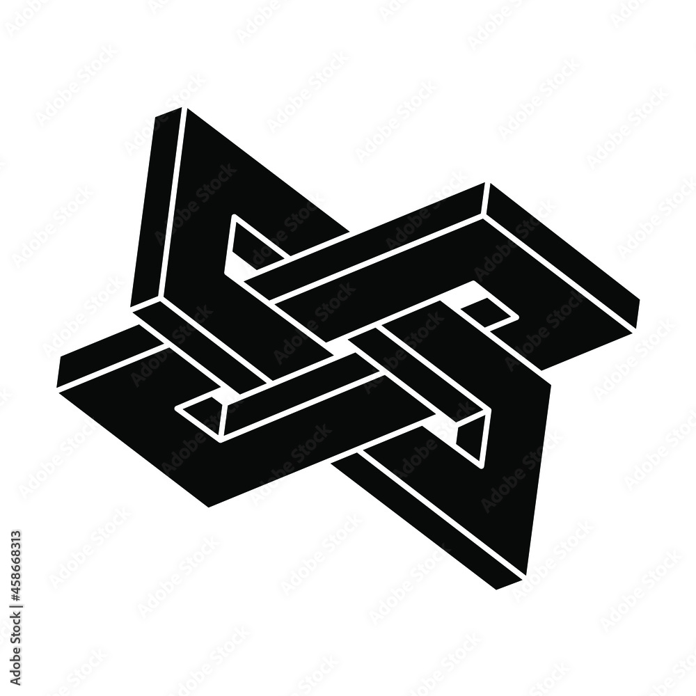 Impossible shape. Sacred geometry. Optical illusion figure. Abstract eternal geometric object. Optical art. Impossible shape. Sacred geometry. Optical illusion figure. Abstract eternal geometric object. Optical art.
