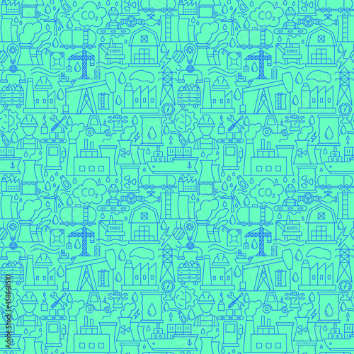 Petrol Line Seamless Pattern. Vector Illustration of Outline Background.