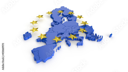 Blue EU card and gold stars