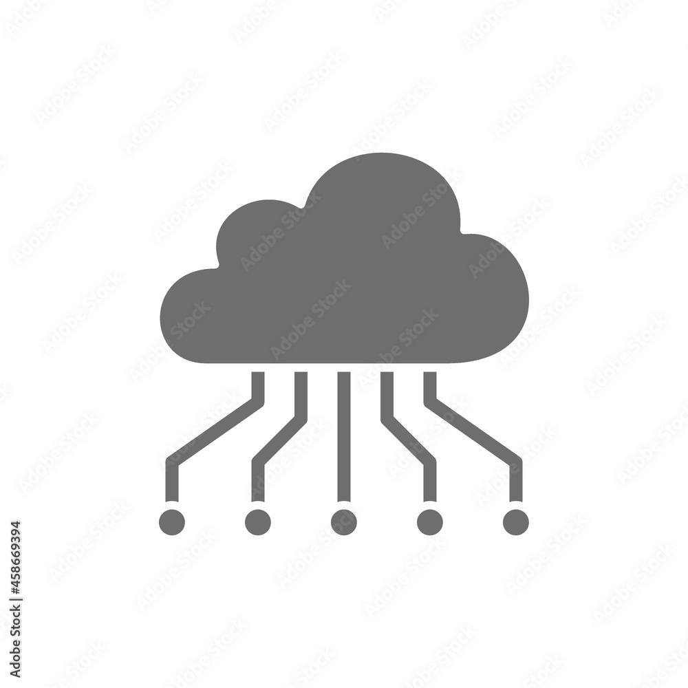 Cloud with closed contacts, blockchain grey icon. Cloud with closed contacts, blockchain grey icon.