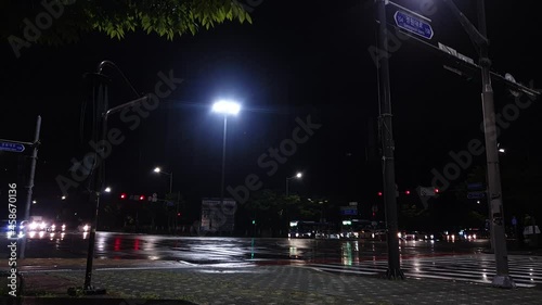 night Intersection road car driving traffic