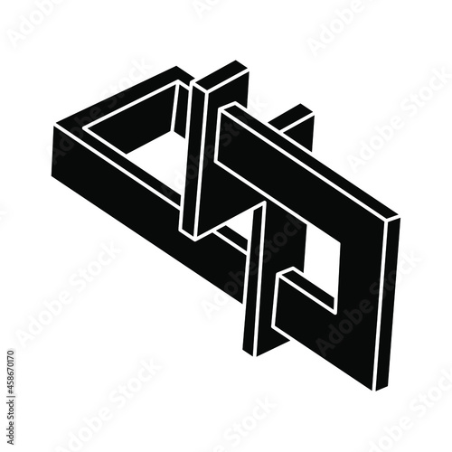 Impossible optical illusion shape. Optical art object. Impossible figure. Unreal geometry.