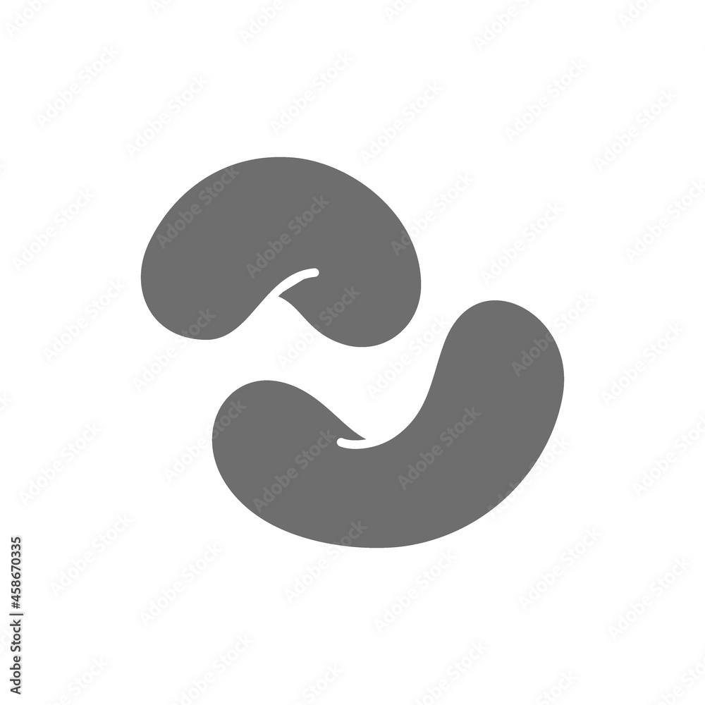 Cashew nuts grey icon. Isolated on white background Cashew nuts grey icon. Isolated on white background