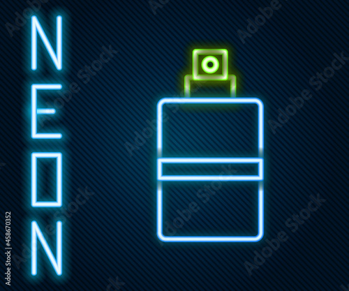 Glowing neon line Perfume icon isolated on black background. Colorful outline concept. Vector