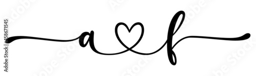 af, fa, letters with heart Monogram, monogram wedding logo. Love icon, couples Initials, lower case, connecting HEART, home decor,