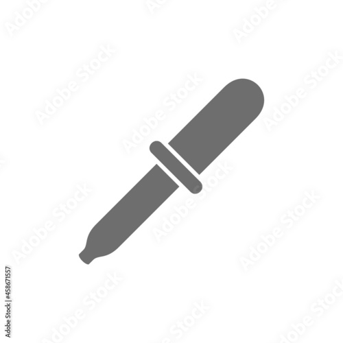 Dropper, pipette grey icon. Isolated on white background