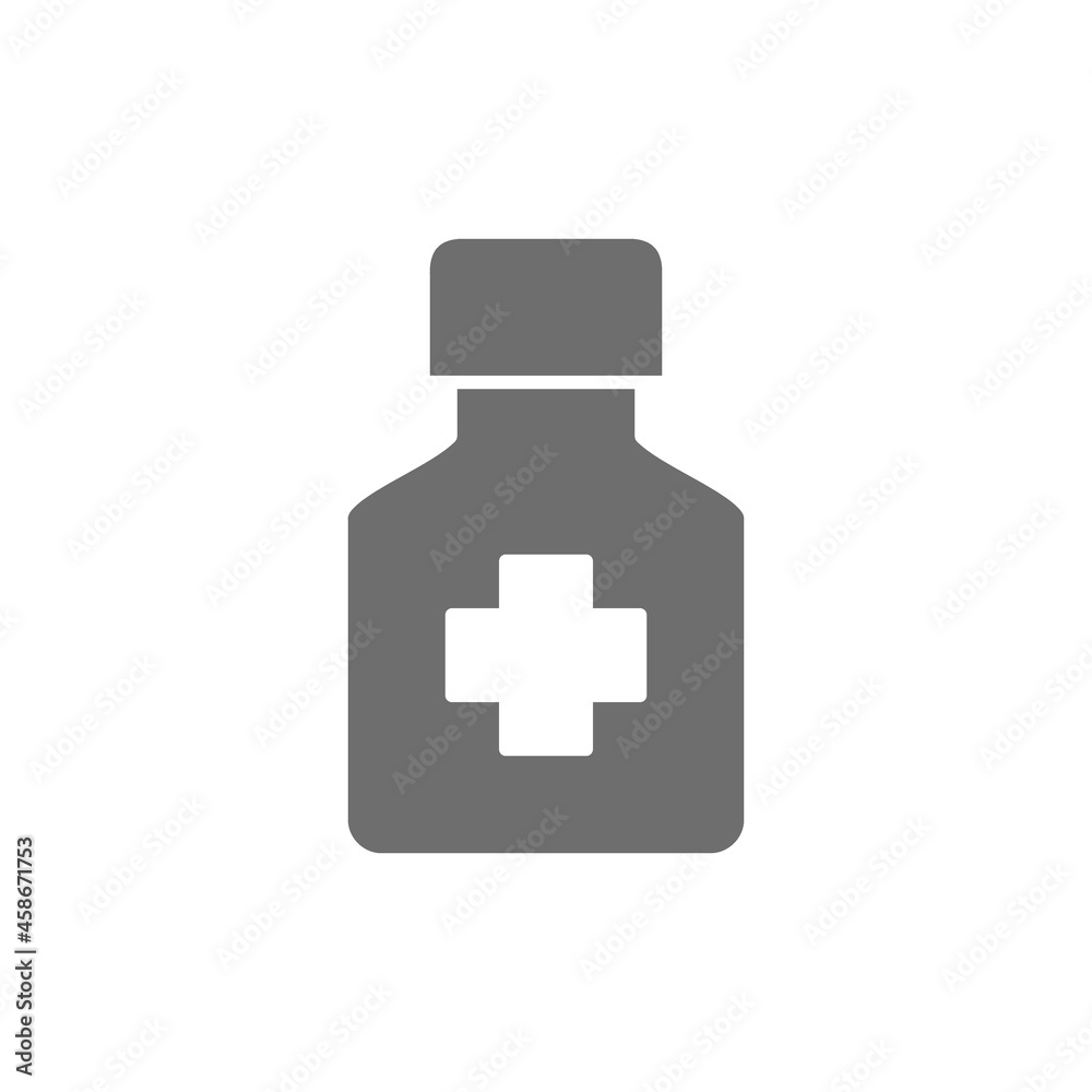 Bottle of medicine grey icon. Isolated on white background Bottle of medicine grey icon. Isolated on white background