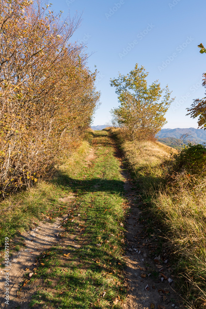 autumn landscape on the mountains of Genoa in Liguria in Italy autumn landscape on the mountains of Genoa in Liguria in Italy