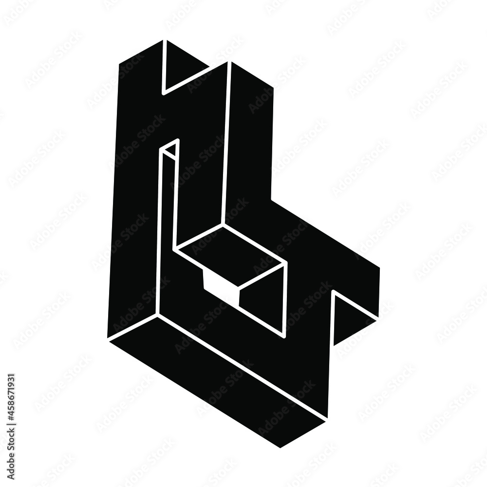 Optical illusion shape. Impossible object. Geometry. Optical art figure. Optical illusion shape. Impossible object. Geometry. Optical art figure.