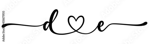 de, ed, letters with heart Monogram, monogram wedding logo. Love icon, couples Initials, lower case, connecting HEART, home decor,