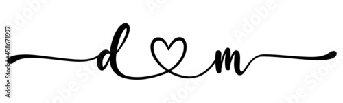 dm, md, letters with heart Monogram, monogram wedding logo. Love icon, couples Initials, lower case, connecting HEART, home decor,