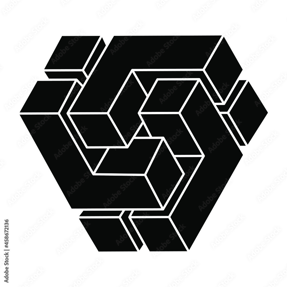 Impossible shape. Geometric figure. Web design element. Optical illusion object. Impossible shape. Geometric figure. Web design element. Optical illusion object.