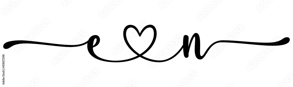 en, ne, letters with heart Monogram, monogram wedding logo. Love icon, couples Initials, lower case, connecting HEART, home decor, en, ne, letters with heart Monogram, monogram wedding logo. Love icon, couples Initials, lower case, connecting HEART, home decor,