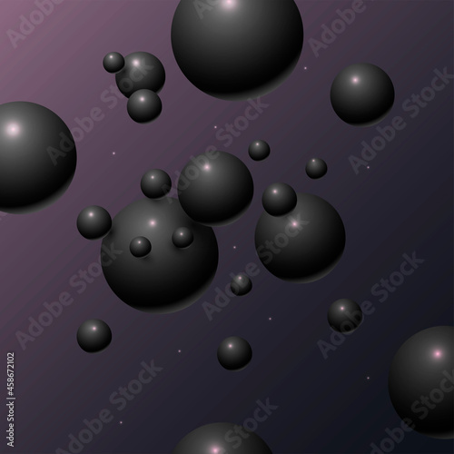 Abstract dark background with spheres in black tones.