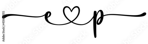 ep, pe, letters with heart Monogram, monogram wedding logo. Love icon, couples Initials, lower case, connecting HEART, home decor,