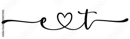 et, te, letters with heart Monogram, monogram wedding logo. Love icon, couples Initials, lower case, connecting HEART, home decor,