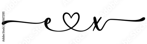 ex, xe, letters with heart Monogram, monogram wedding logo. Love icon, couples Initials, lower case, connecting HEART, home decor,