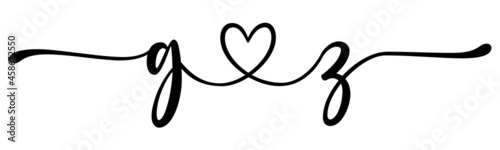 gz, zg, letters with heart Monogram, monogram wedding logo. Love icon, couples Initials, lower case, connecting HEART, home decor,