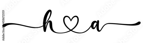 ha, ah, letters with heart Monogram, monogram wedding logo. Love icon, couples Initials, lower case, connecting HEART, home decor,