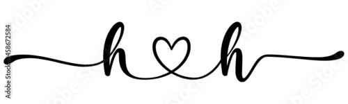 hh, hh, letters with heart Monogram, monogram wedding logo. Love icon, couples Initials, lower case, connecting HEART, home decor,