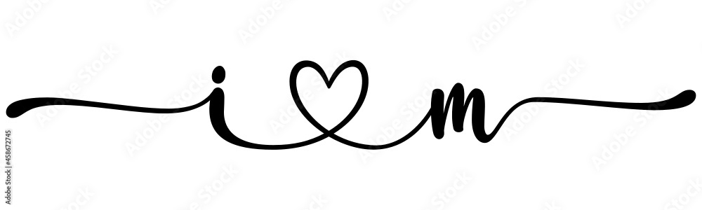 im, mi, letters with heart Monogram, monogram wedding logo. Love icon, couples Initials, lower case, connecting HEART, home decor,