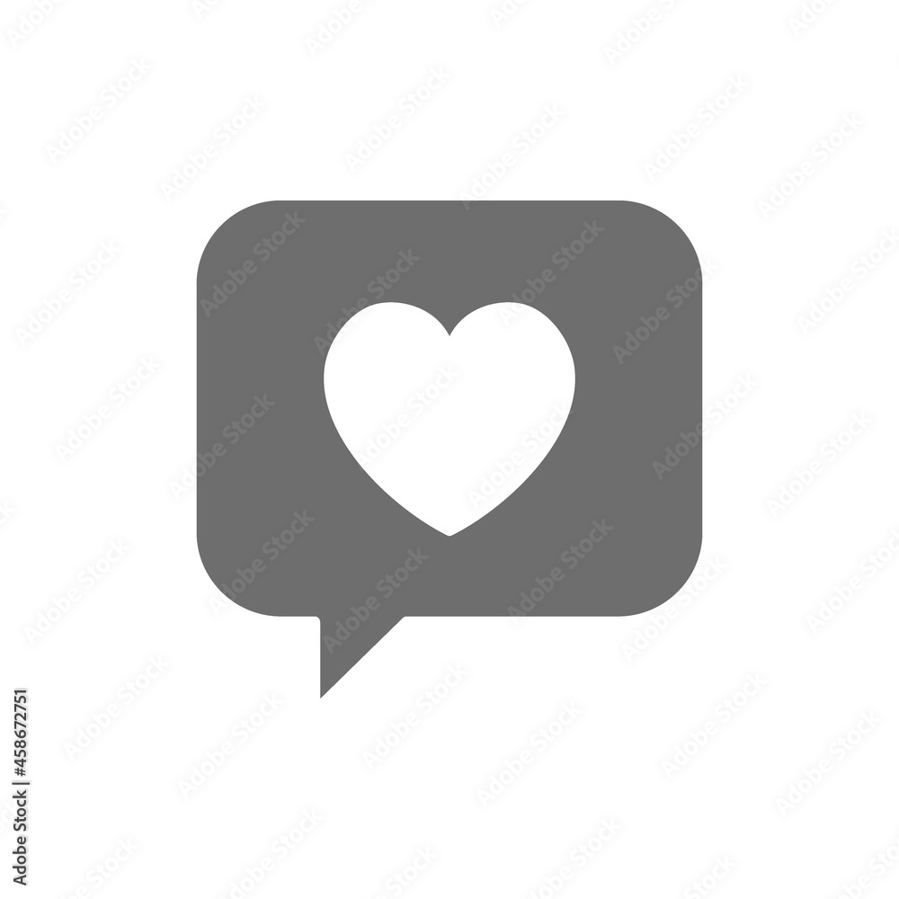 Heart in chat, positive feedback, like grey icon. Heart in chat, positive feedback, like grey icon.
