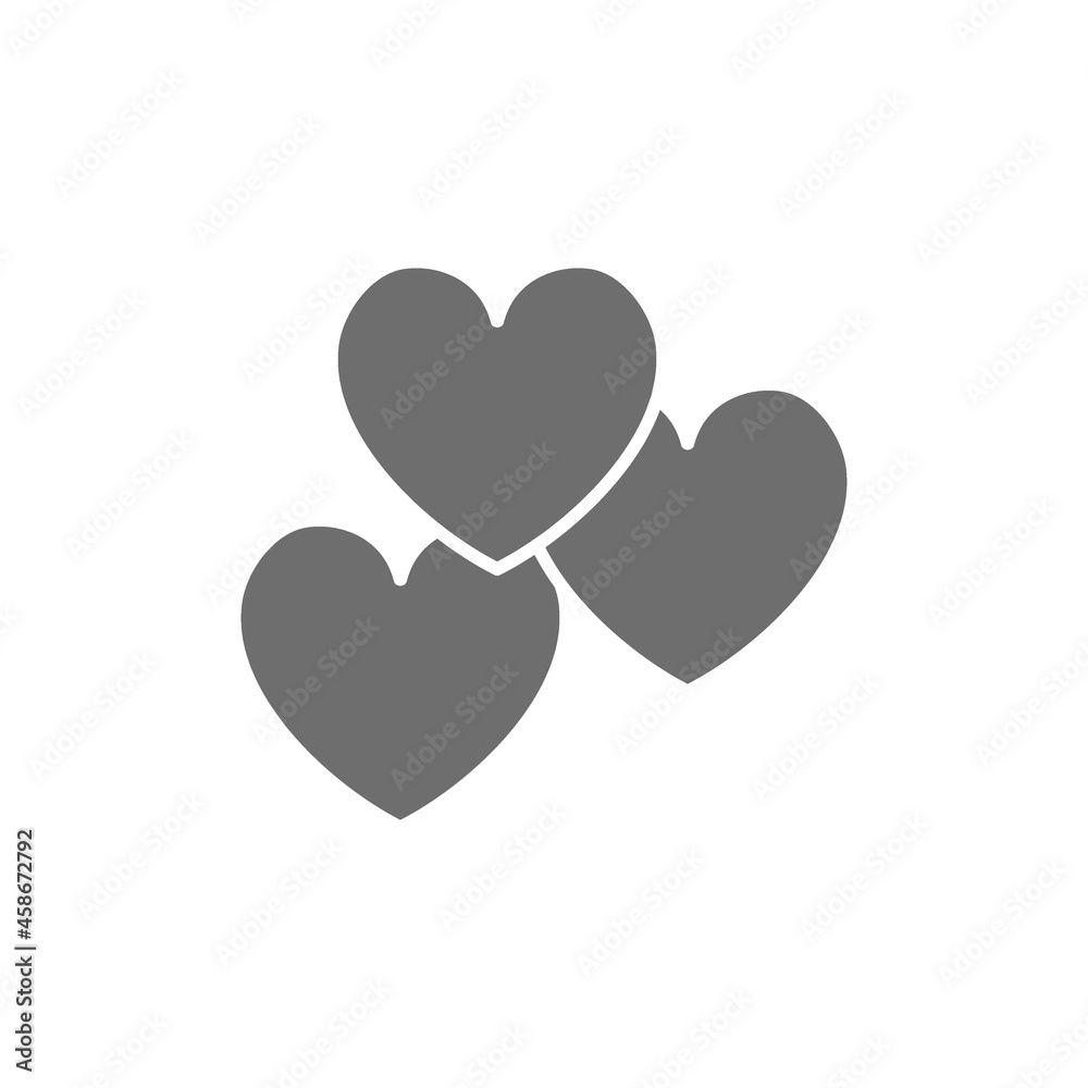 Hearts, favorite, feedback grey icon. Isolated on white background