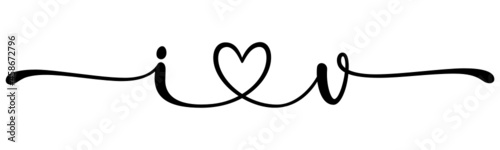 iv, vi, letters with heart Monogram, monogram wedding logo. Love icon, couples Initials, lower case, connecting HEART, home decor,